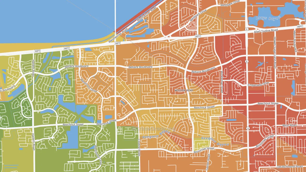 Mission Bend South, Mission Bend, TX Map of Murder Rates