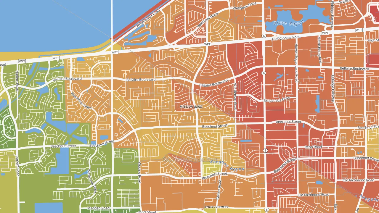 Mission Bend, TX Map of Murder Rates