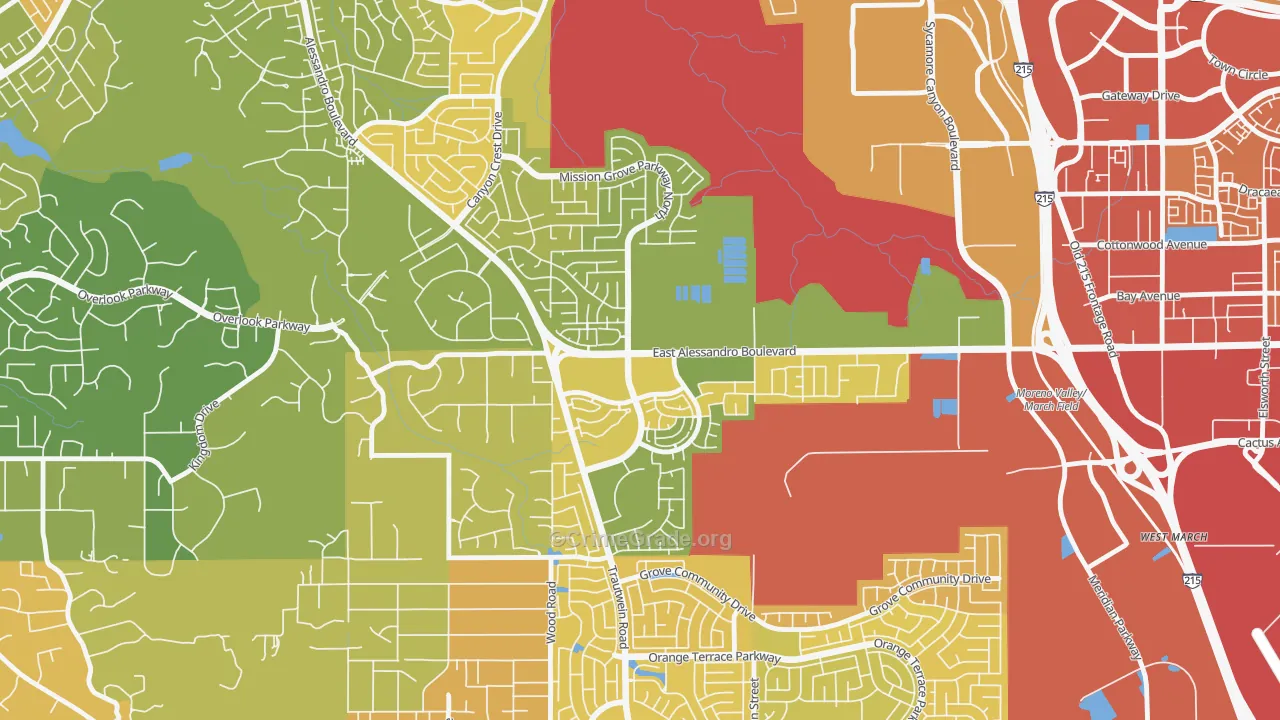 Mission Grove, Riverside, CA Map of Murder Rates