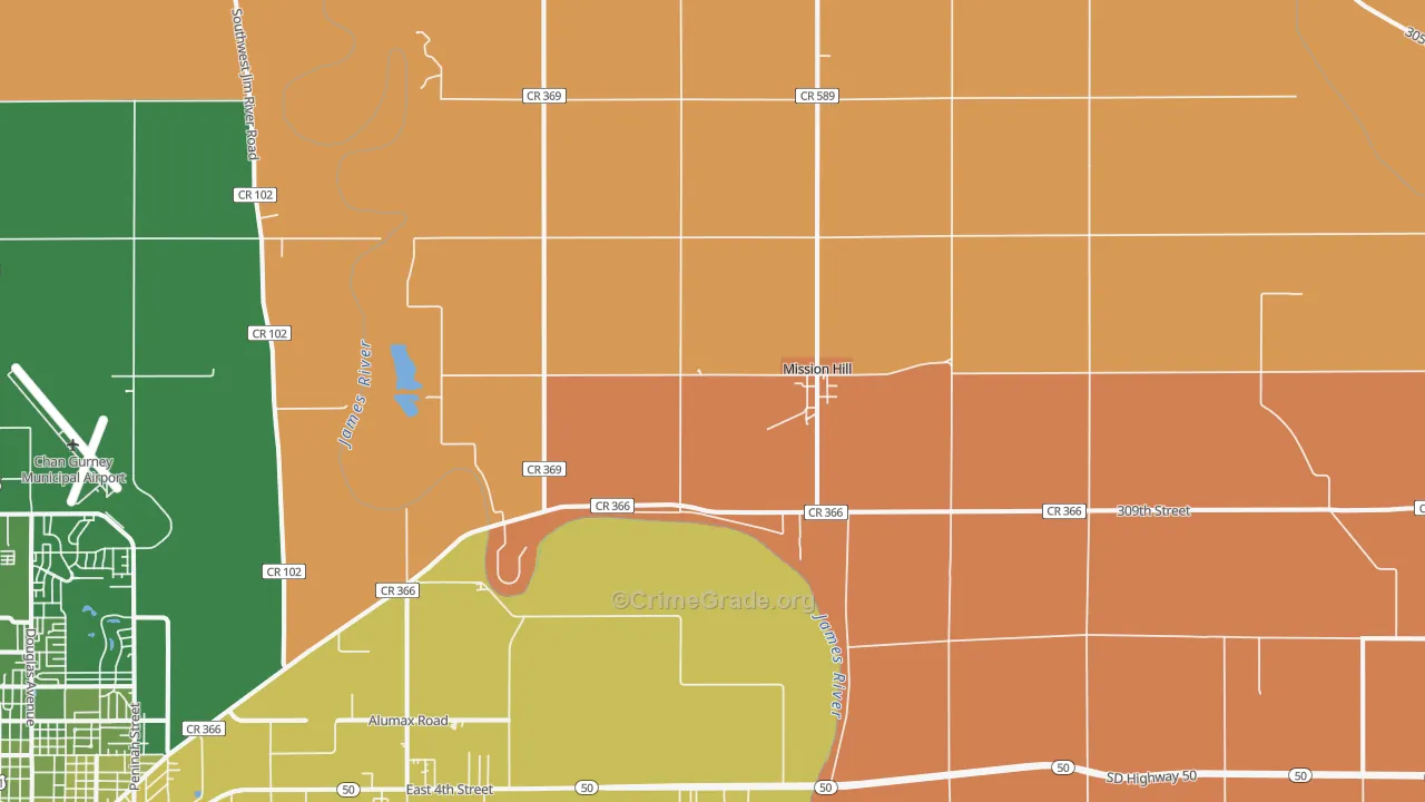 Mission Hill, SD Map of Murder Rates