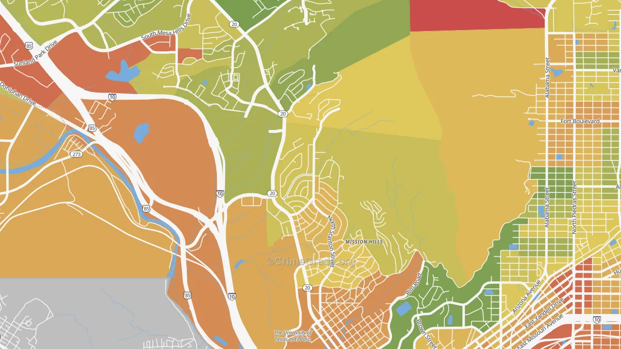 Mission Hills, El Paso, TX Map of Murder Rates
