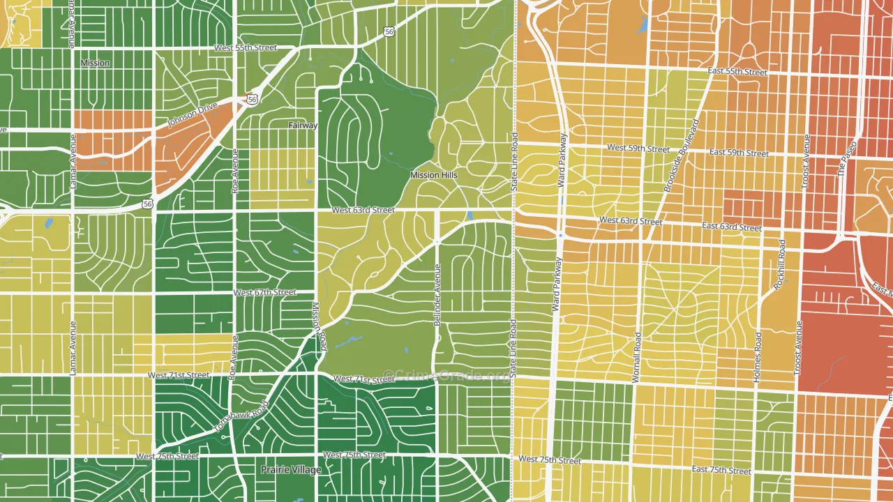 Mission Hills, KS Map of Murder Rates