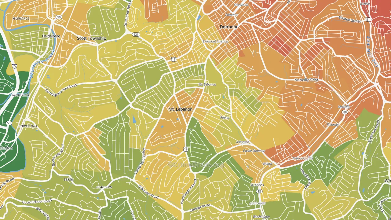Mission Hills, Pittsburgh, PA Map of Murder Rates
