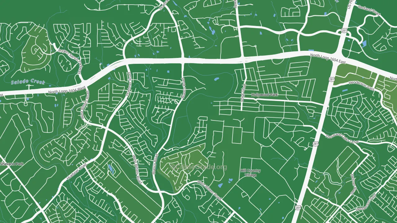 Mission Ridge, San Antonio, TX Map of Murder Rates