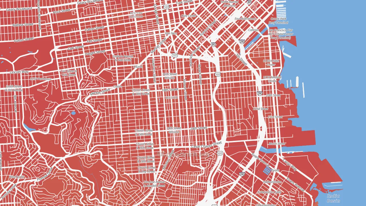 Mission, San Francisco, CA Map of Murder Rates
