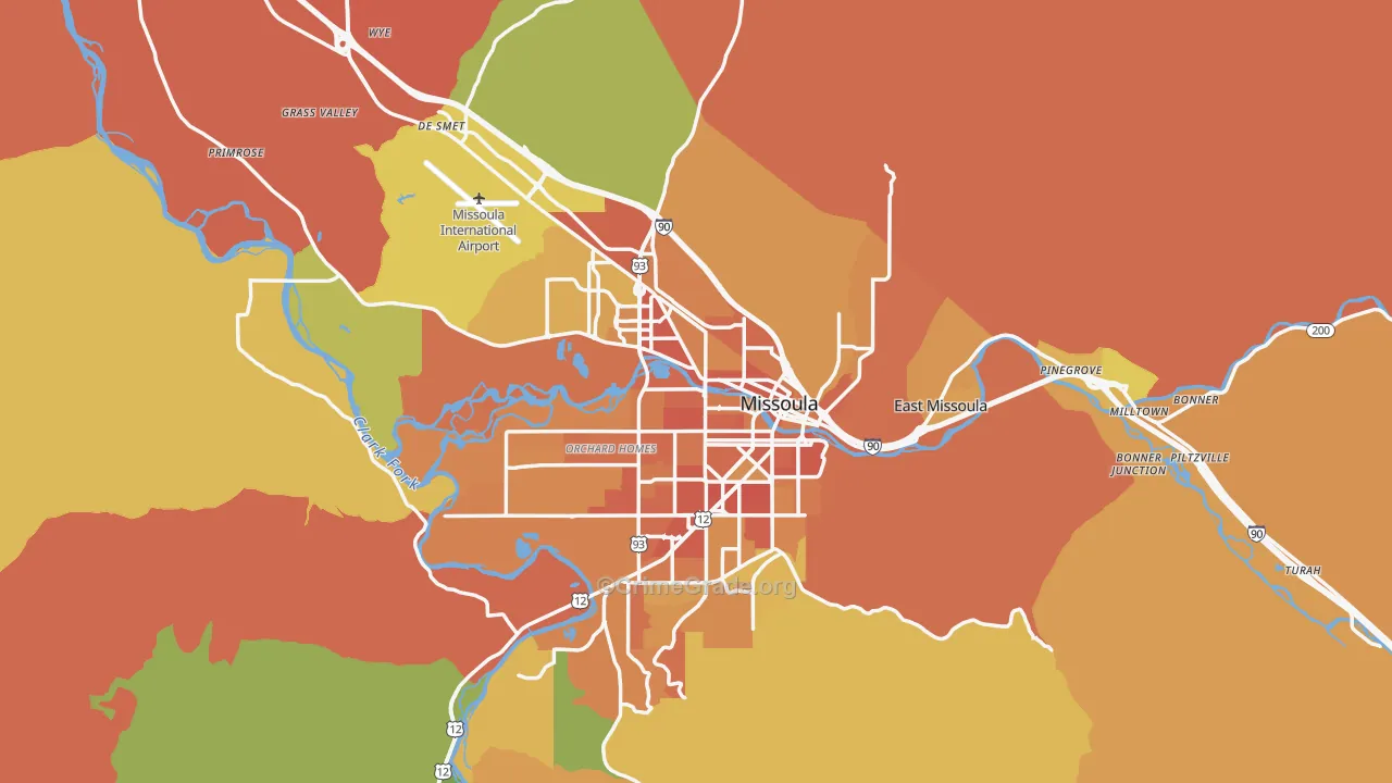 Missoula County, MT Map of Murder Rates