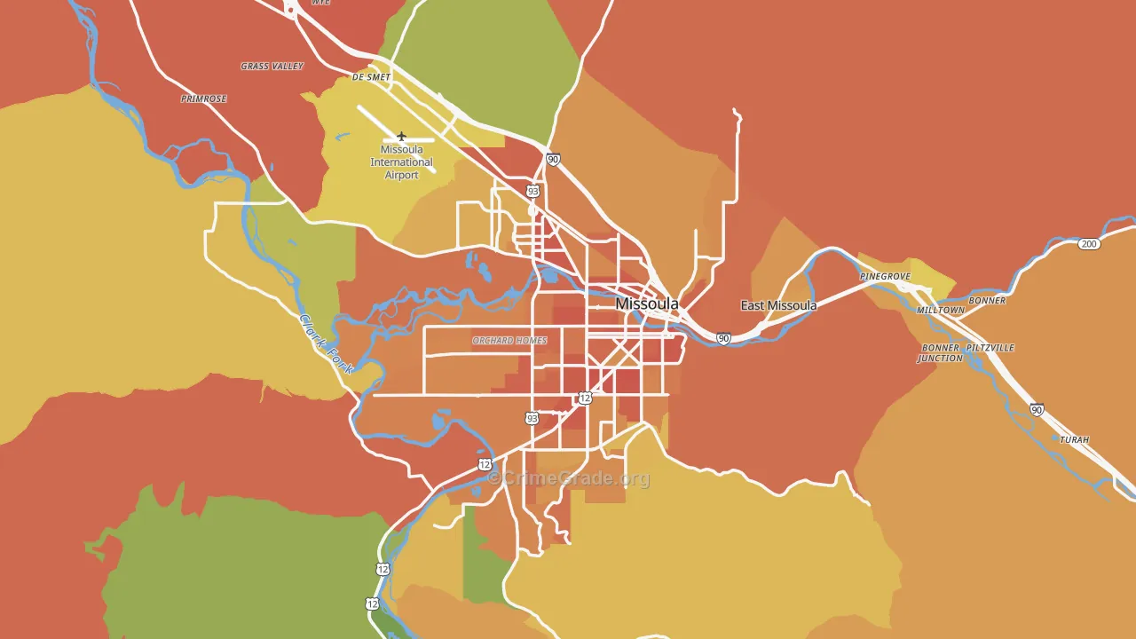 Missoula, MT Map of Murder Rates