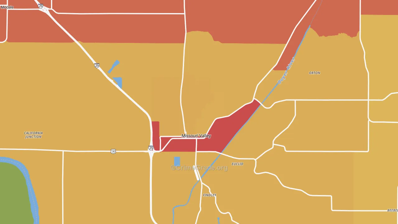 Missouri Valley, IA Map of Murder Rates