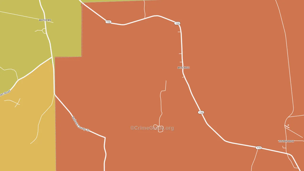 Mitchell, AL Map of Murder Rates