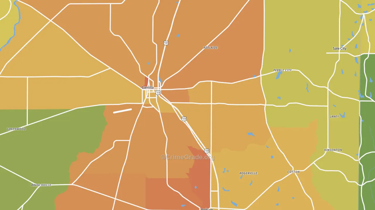Mitchell County, GA Map of Murder Rates