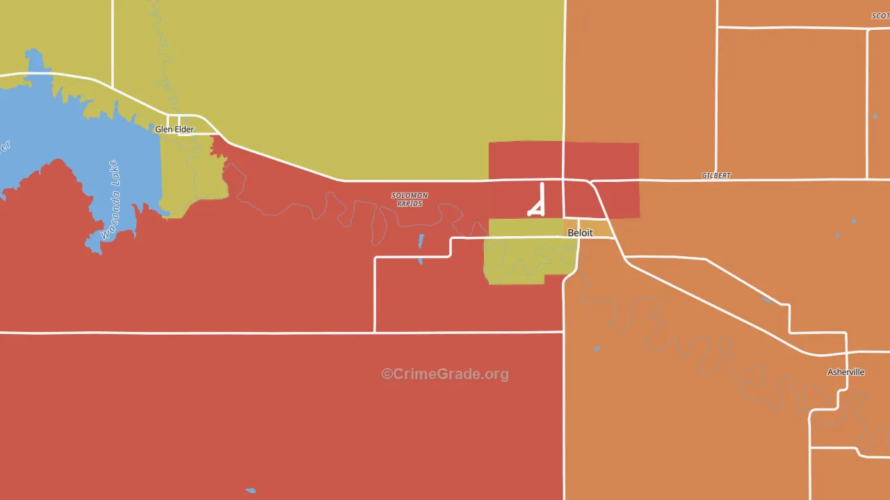 Mitchell County, KS Map of Murder Rates