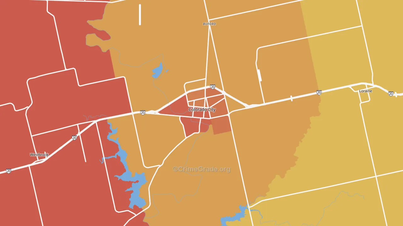 Mitchell County, TX Map of Murder Rates