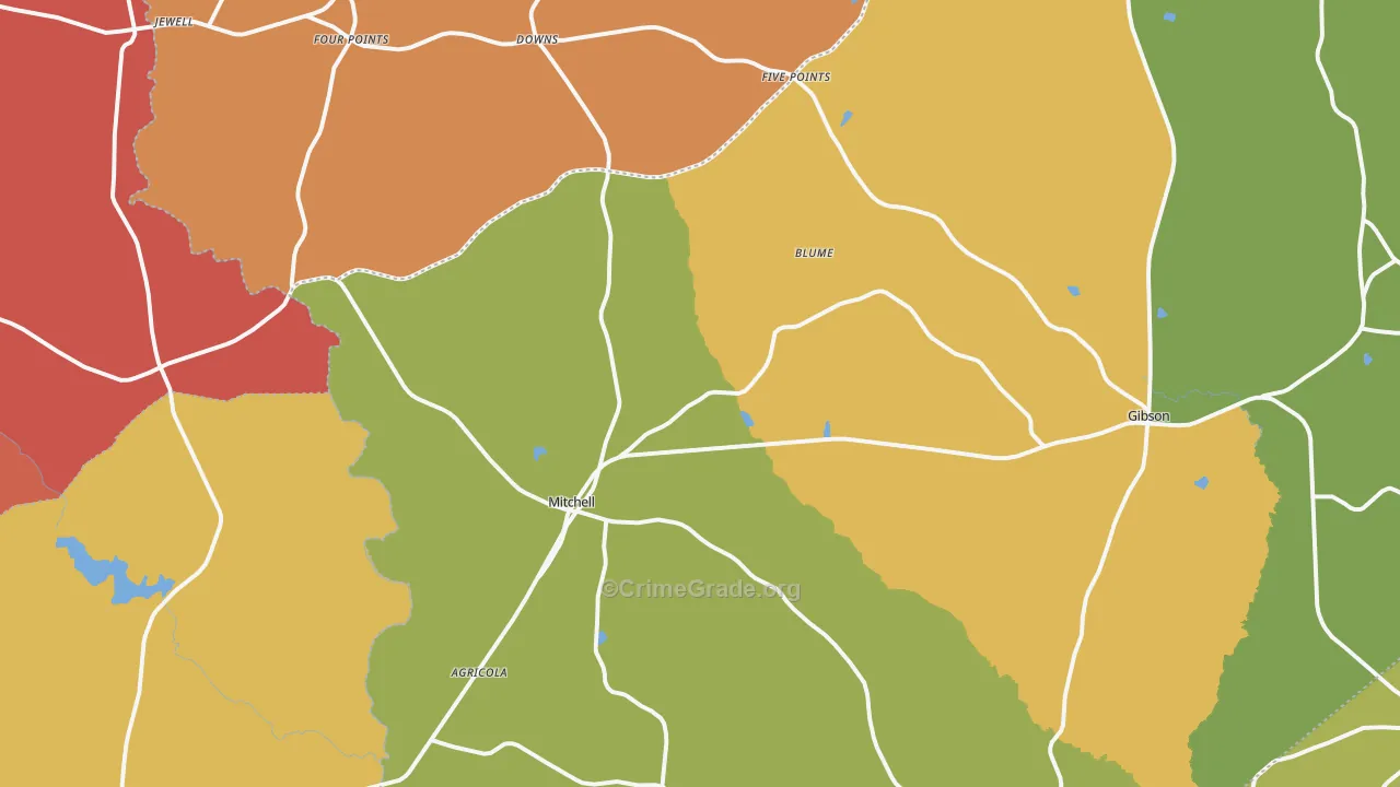 Mitchell, GA Map of Murder Rates