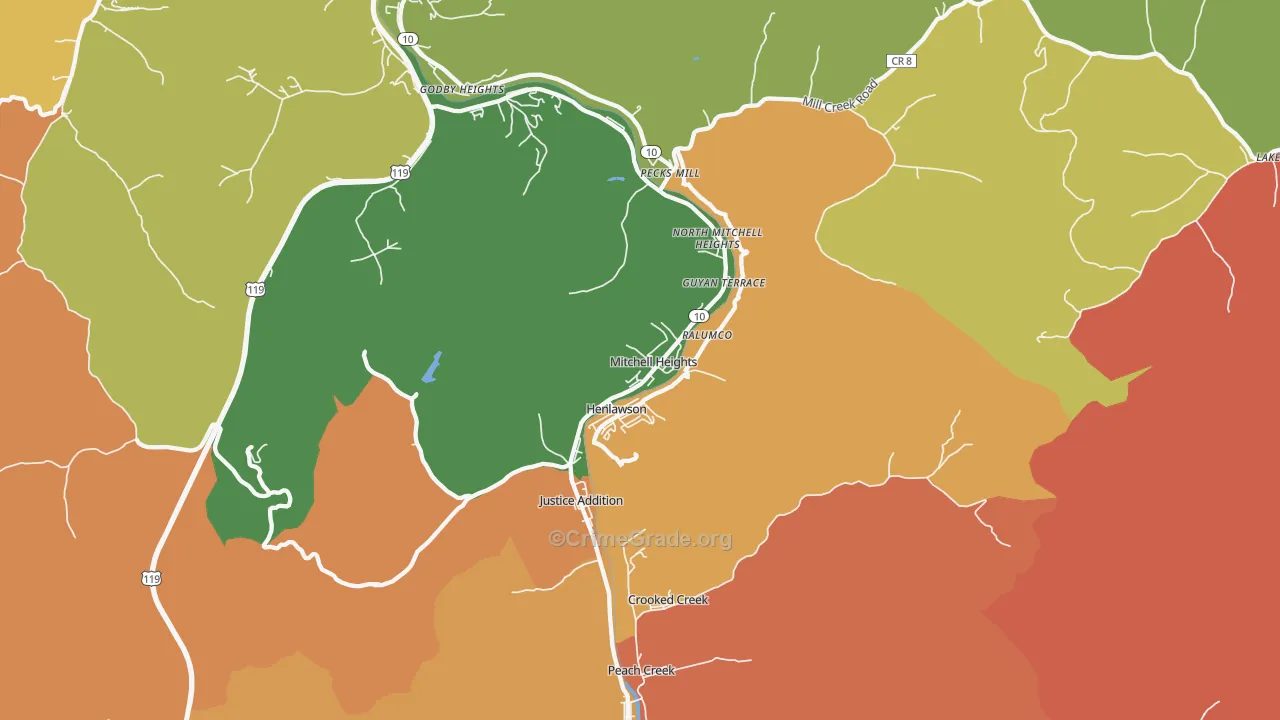 Mitchell Heights, WV Map of Murder Rates