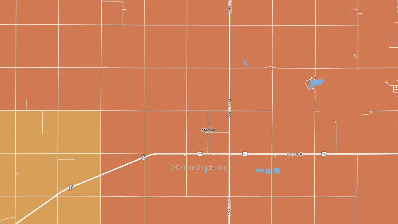 Mitchell, KS Map of Murder Rates