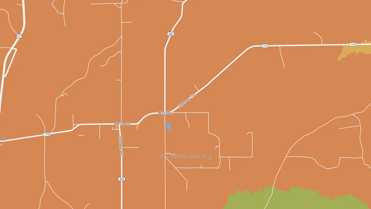 Mitchell, LA Map of Murder Rates