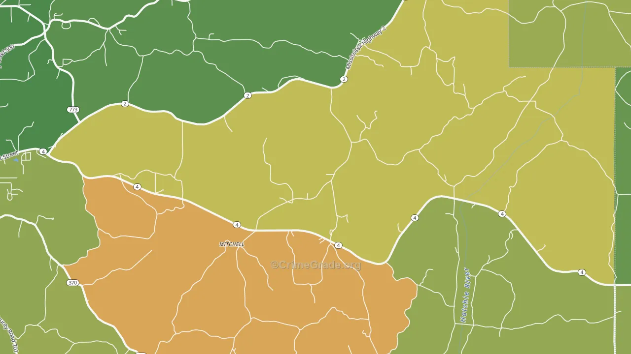 Mitchell, MS Map of Murder Rates