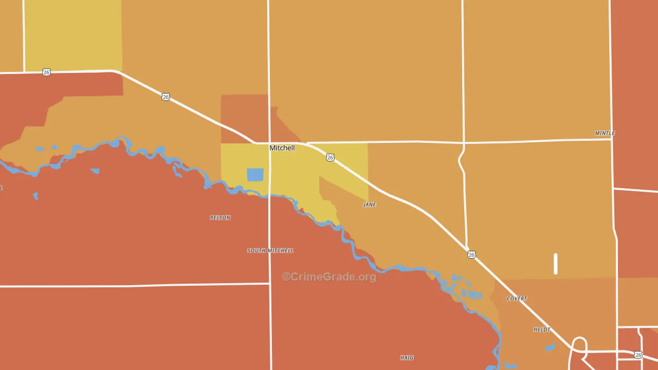 Mitchell, NE Map of Murder Rates