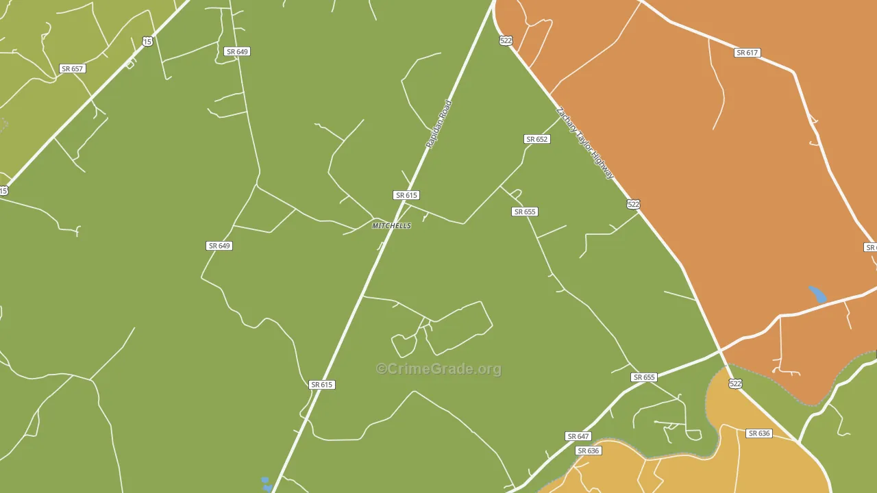 Mitchells, VA Map of Murder Rates
