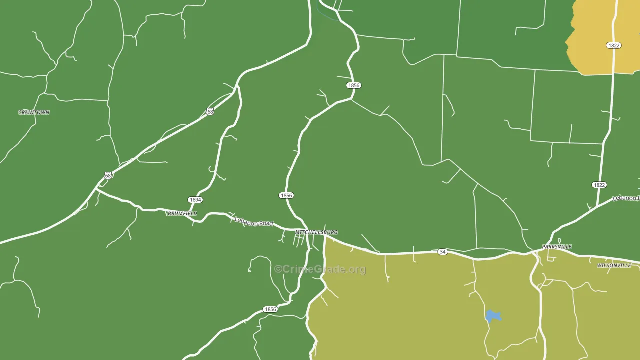 Mitchellsburg, KY Map of Murder Rates