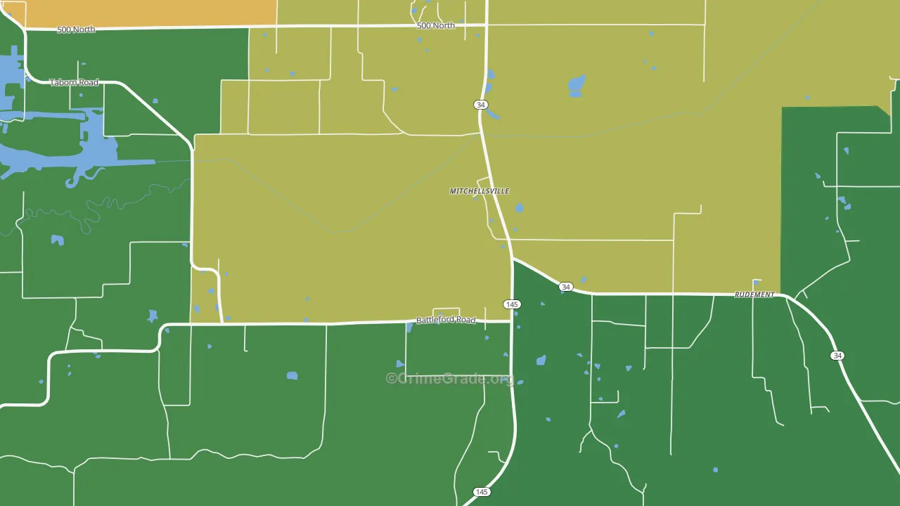 Mitchellsville, IL Map of Murder Rates