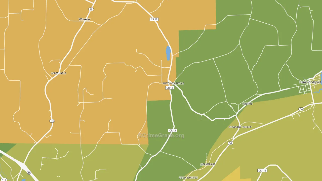 Mitchellsville, NY Map of Murder Rates