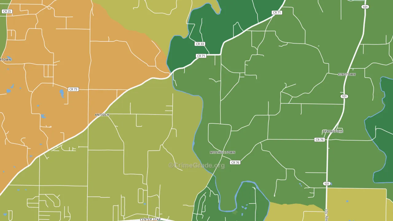 Mitchelltown, AL Map of Murder Rates