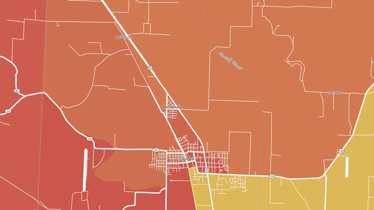 Mitchellville, AR Map of Murder Rates