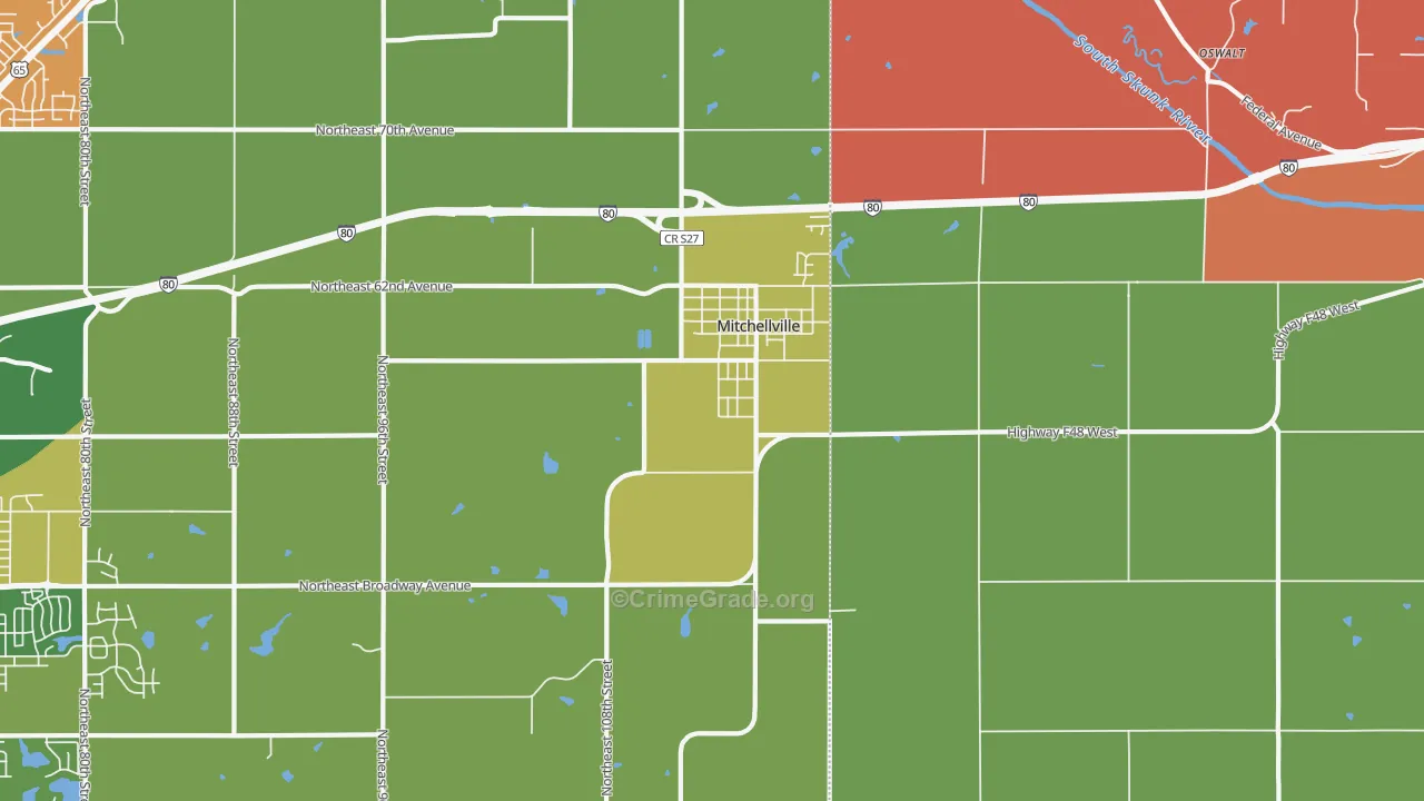 Mitchellville, IA Map of Murder Rates