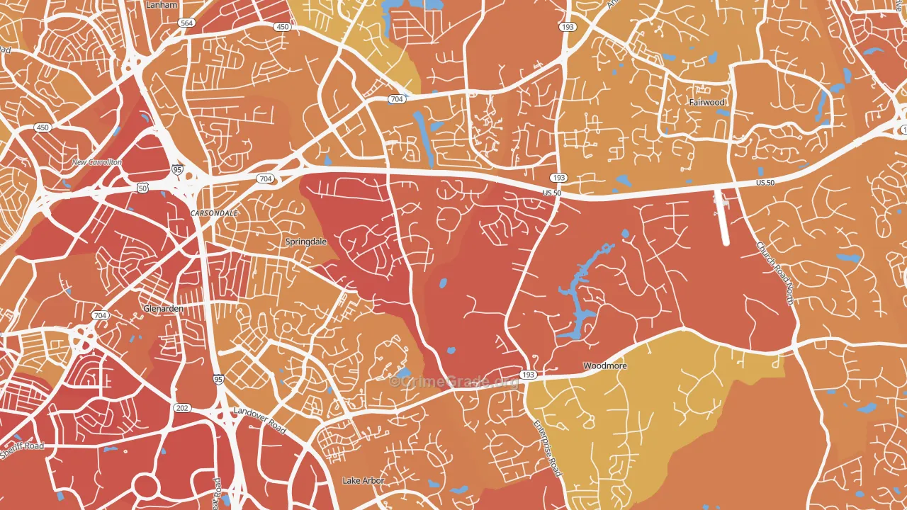 Mitchellville, MD Map of Murder Rates