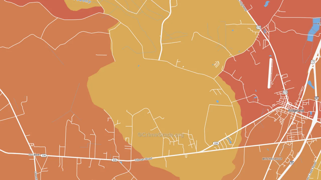 Mitchellville, SC Map of Murder Rates