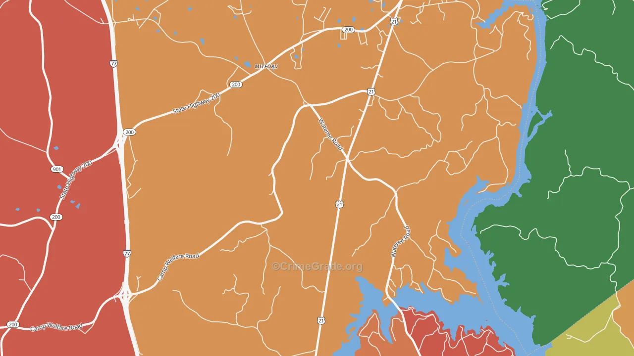 Mitford, SC Map of Murder Rates