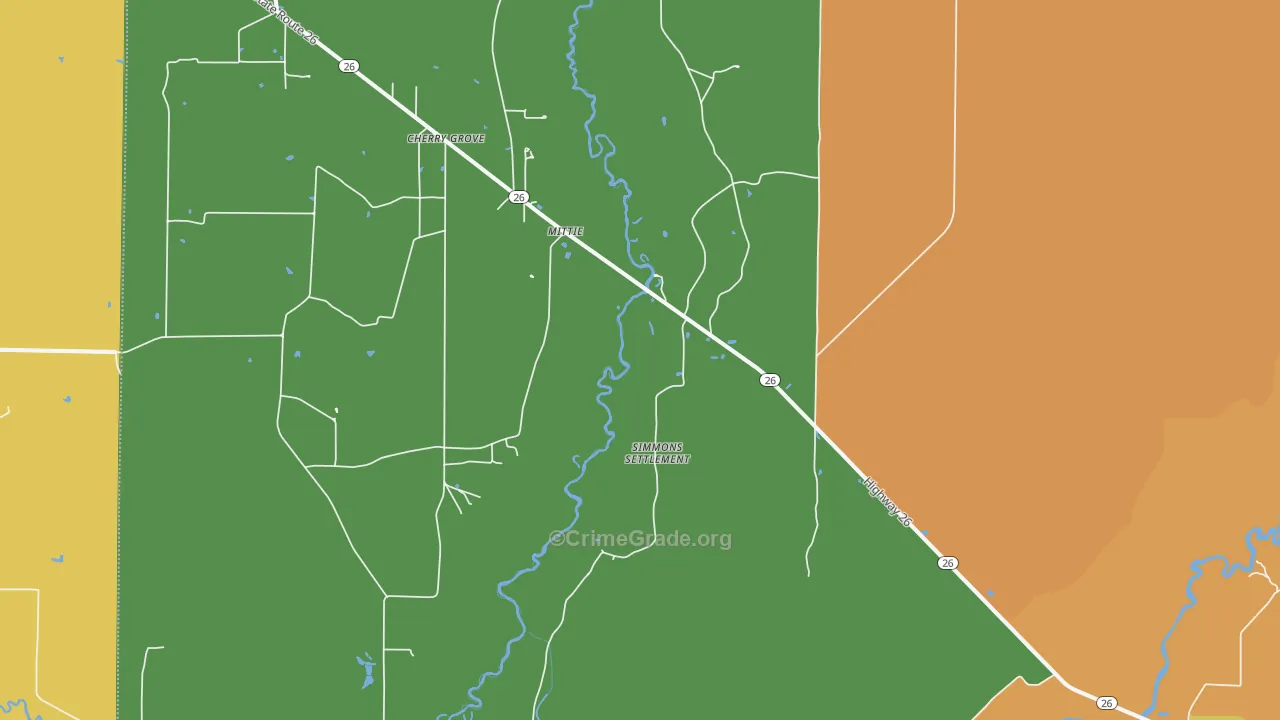 Mittie, LA Map of Murder Rates
