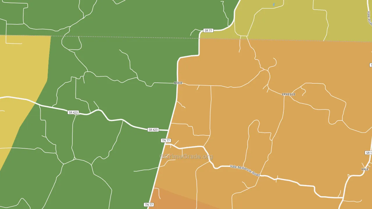 Mixie, TN Map of Murder Rates