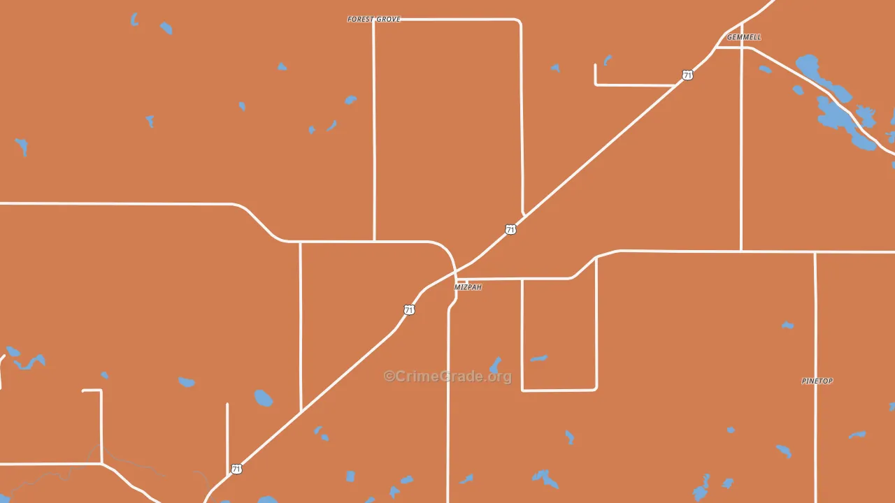 Mizpah, MN Map of Murder Rates