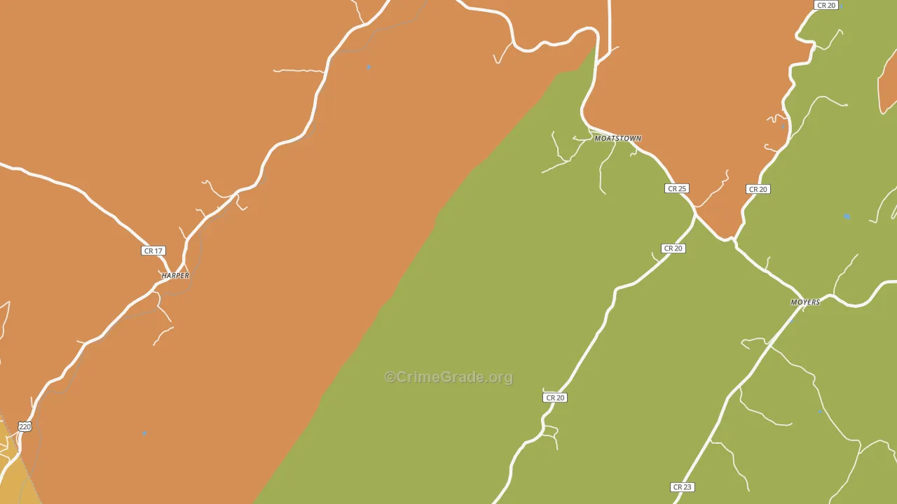 Moatstown, WV Map of Murder Rates
