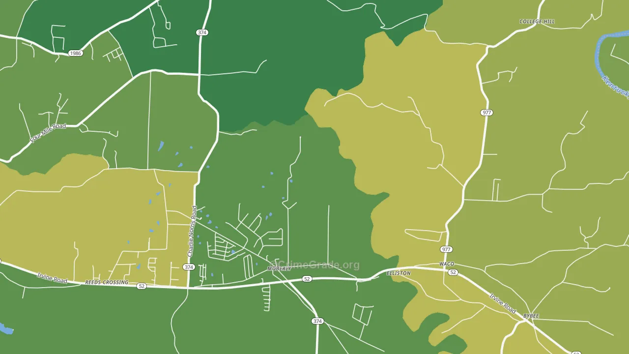 Moberly, KY Map of Murder Rates