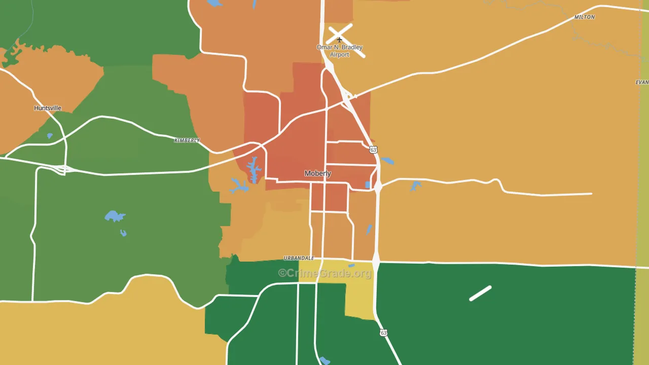 Moberly, MO Map of Murder Rates