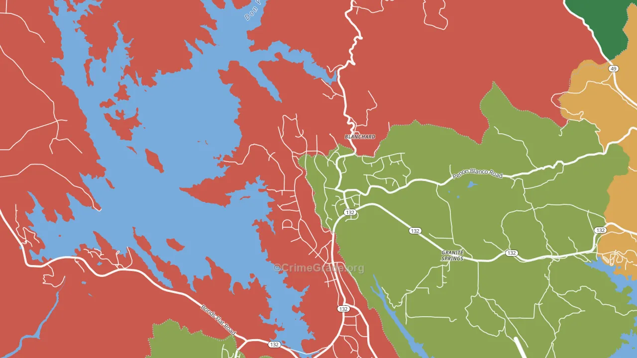 Moccasin, CA Map of Murder Rates