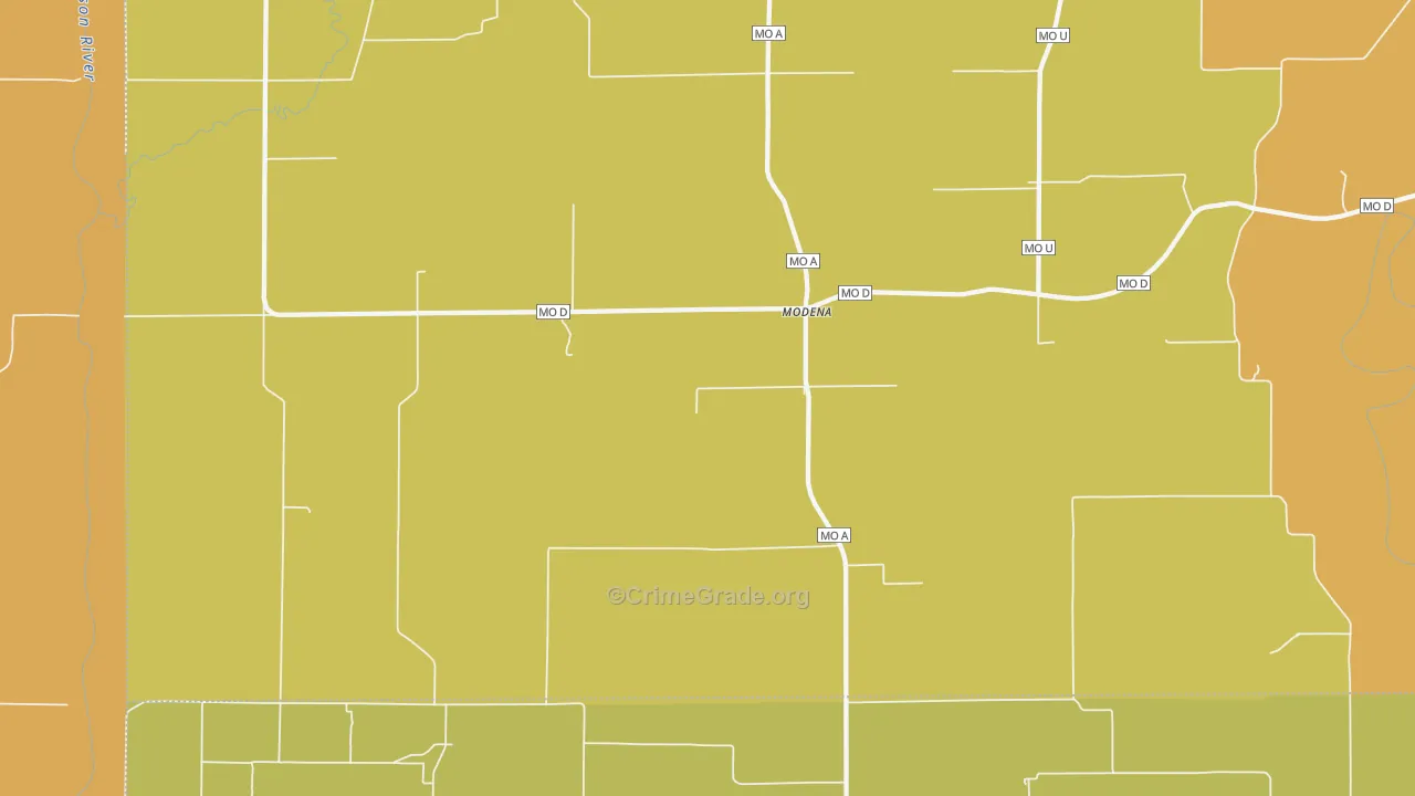 Modena, MO Map of Murder Rates