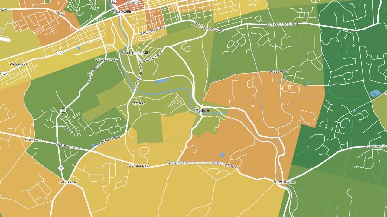 Modena, PA Map of Murder Rates