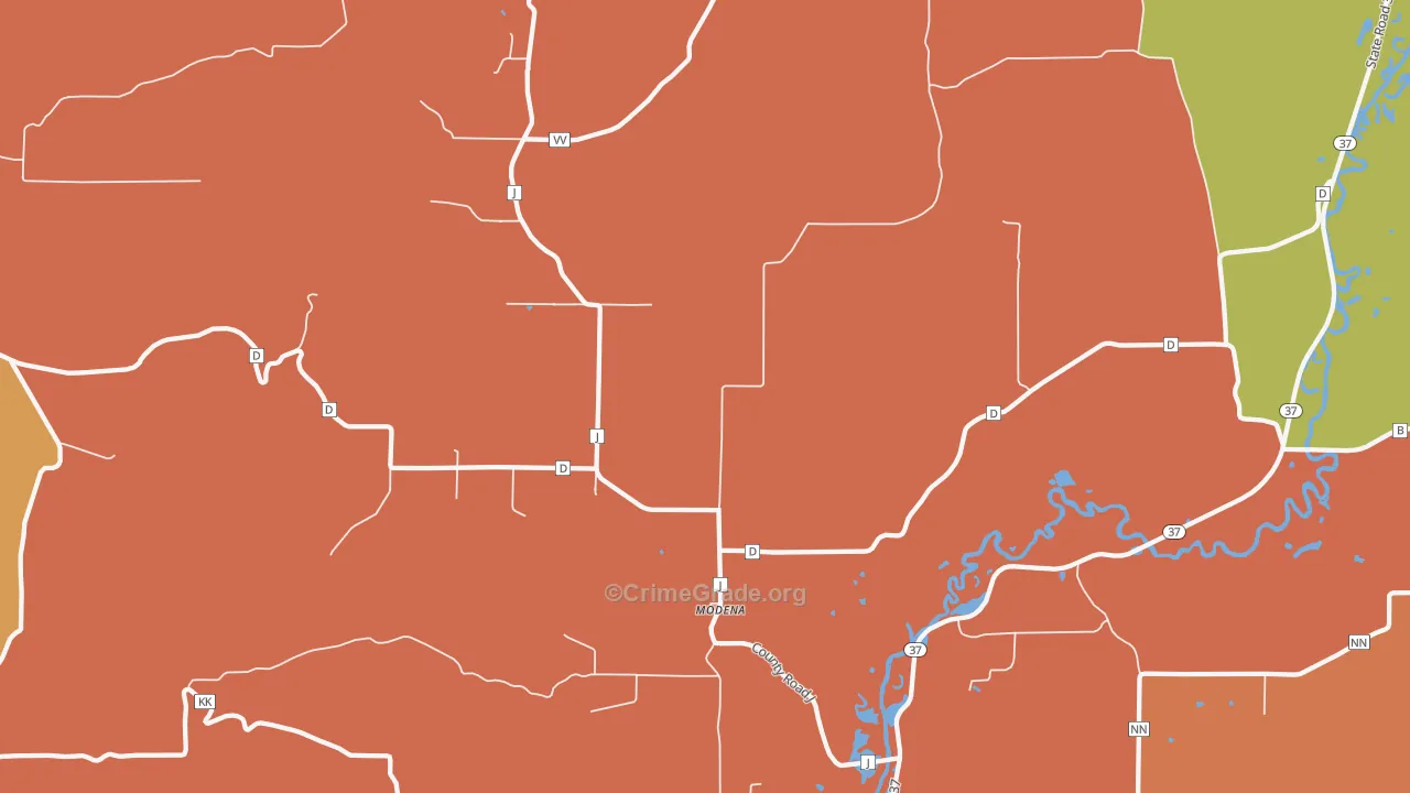 Modena, WI Map of Murder Rates