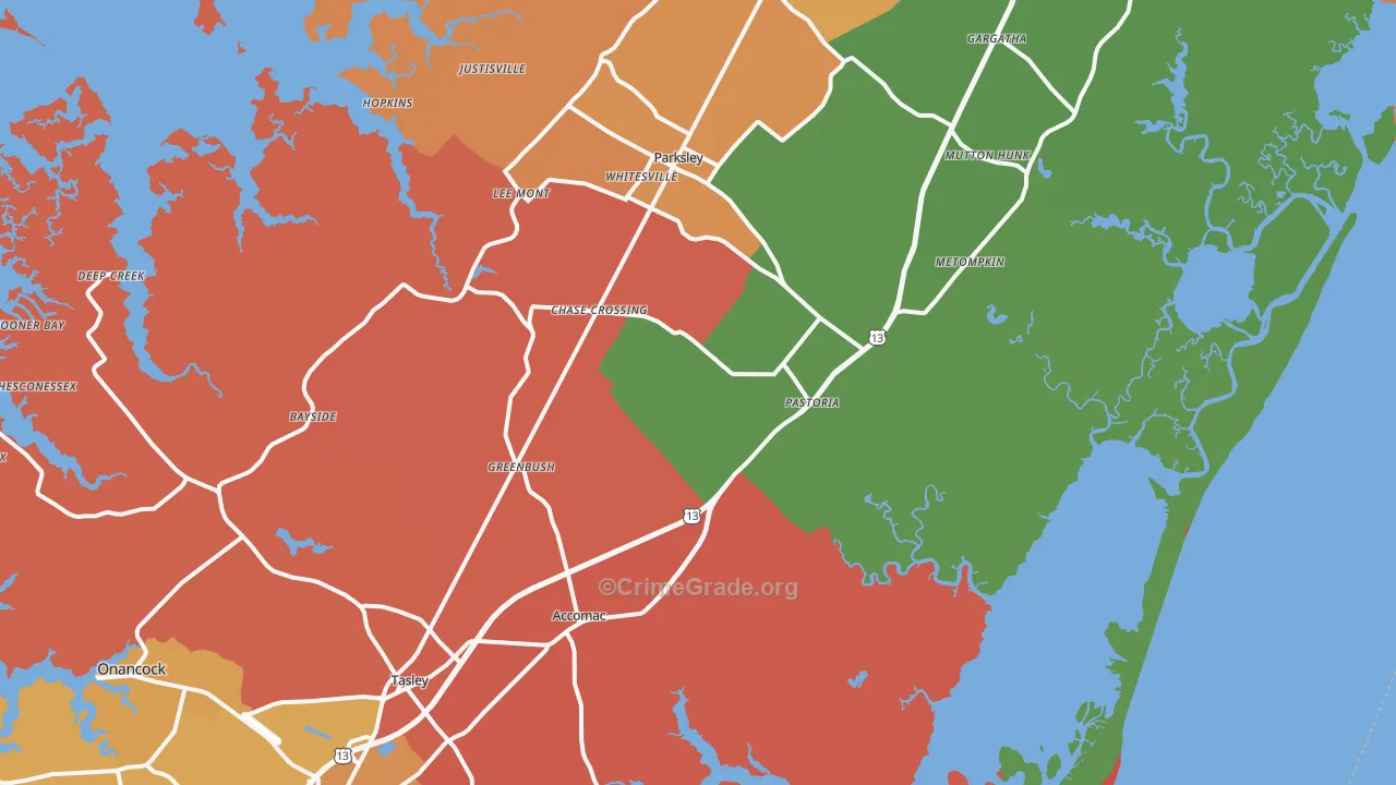 Modest Town, VA Map of Murder Rates