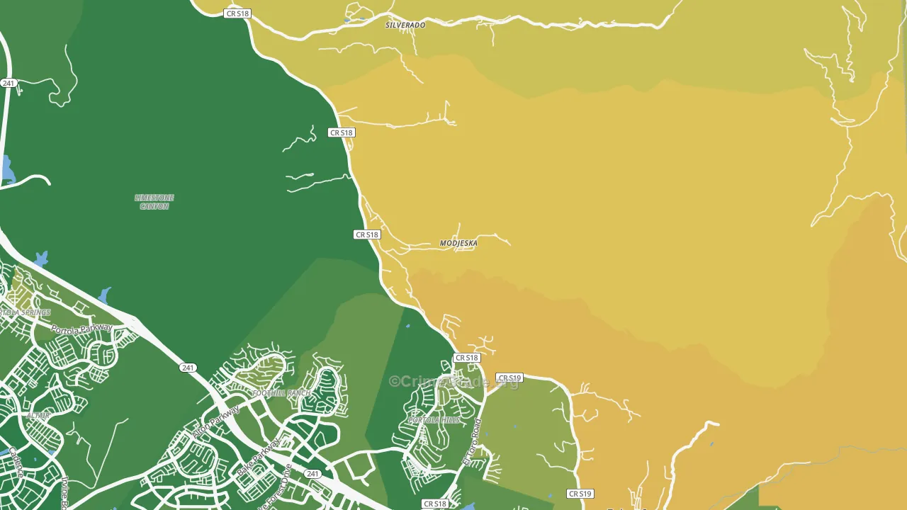 Modjeska, CA Map of Murder Rates