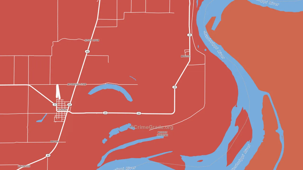 Modoc, AR Map of Murder Rates