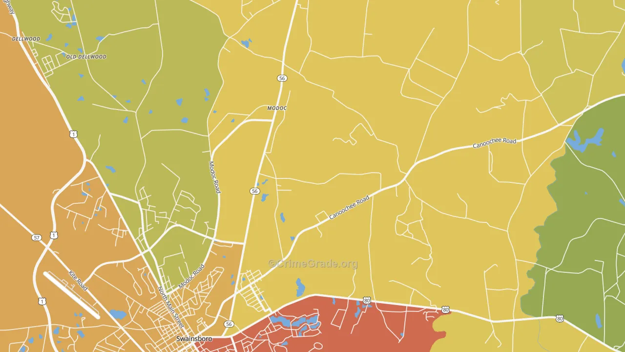 Modoc, GA Map of Murder Rates