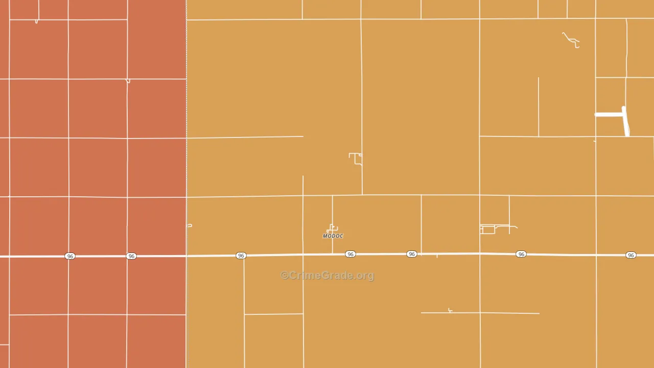 Modoc, KS Map of Murder Rates