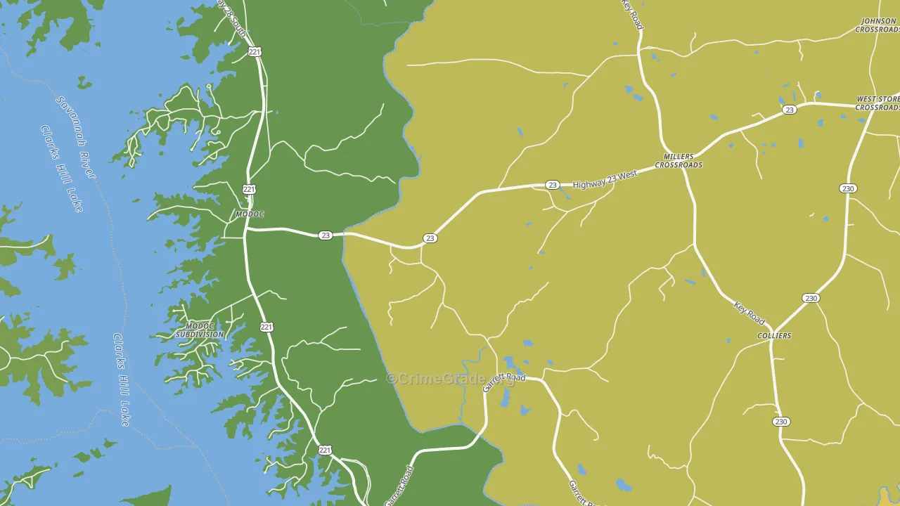 Modoc, SC Map of Murder Rates