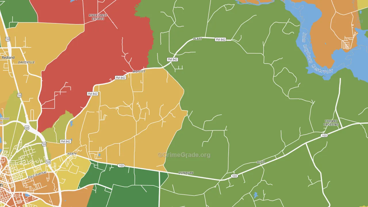 Moffitt, TX Map of Murder Rates