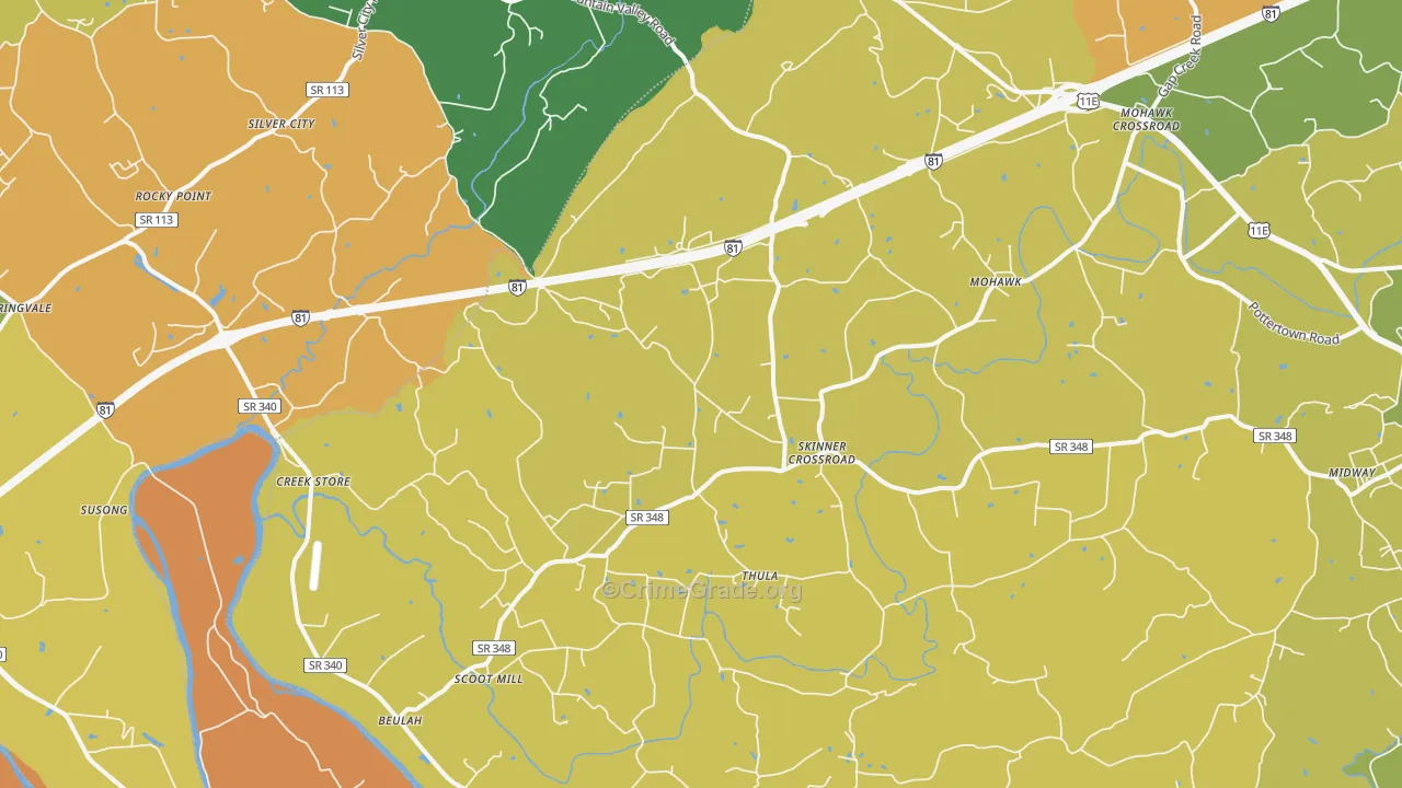 Mohawk, TN Map of Murder Rates